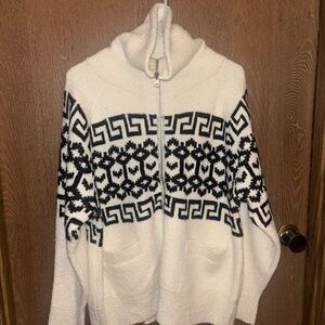Universal Thread White and Black Cowl Neck Sweater